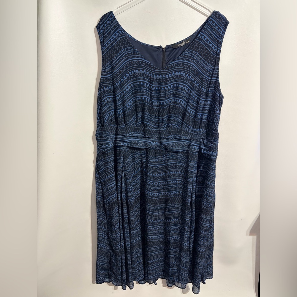 Eshakti Stripe Lace Print Georgette Pleated Empire Waist Dress Sz 3X or 24W - Picture 3 of 8